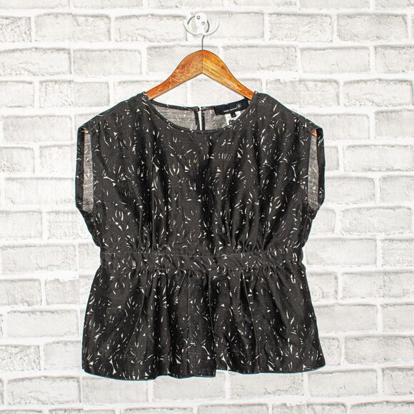 ISABEL MARANT UDNY Blouse Black Drawstring Waist Wool Blend Size 1 - Picture 5 of 11